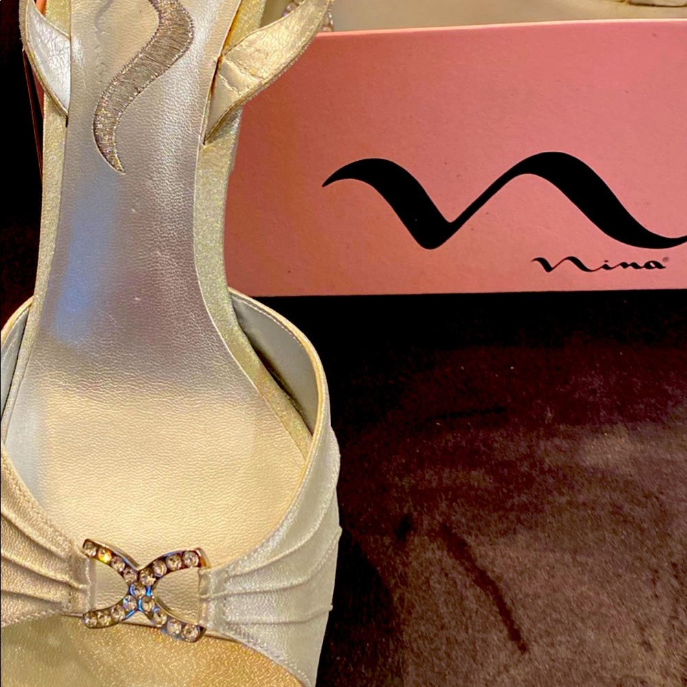 Nina Shimmering Silver Heels